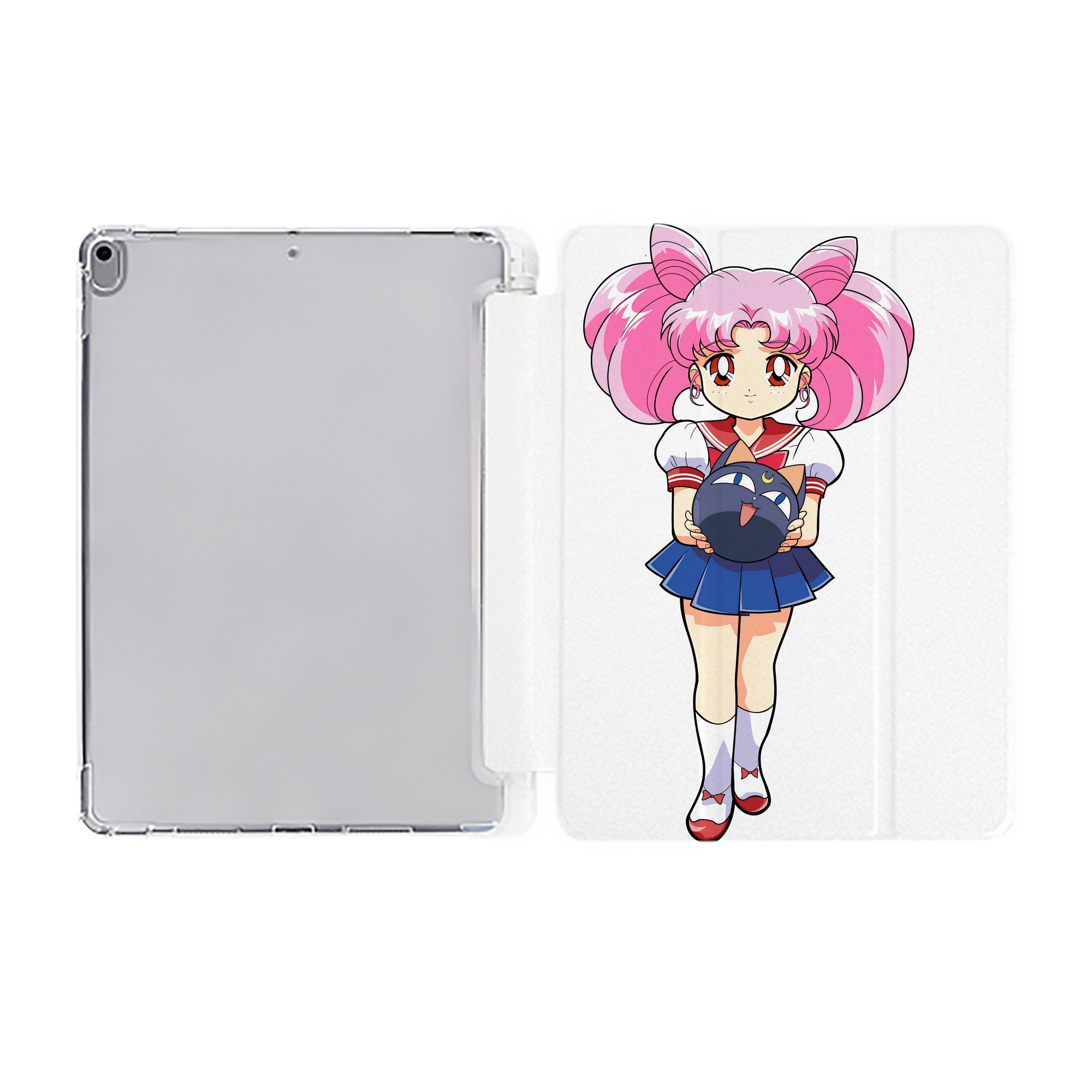 （画像用） 美少女戦士セーラームーン ちびうさ Sailor Moon Chibiusa Tsukino Usagi Small Lady Serenity IPad ケース ペン収納付き 三つ折りスタンド PUレザー×シリコン 対応機種9.5/10.5/10.9インチ